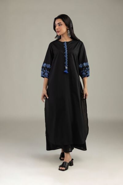 Embroidered | Cambric | Black Solid Pants | AED 130.00