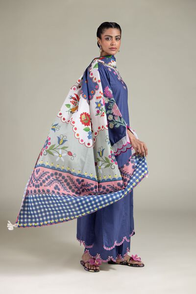 Embroidered | Textured Cotton | Geometric Dupatta | AED 100.00