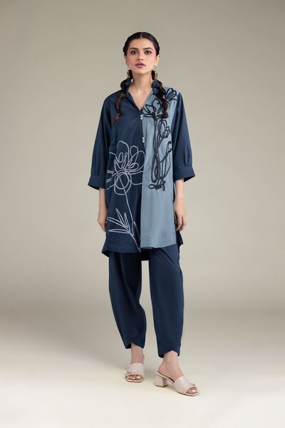 Dyed | Cambric | Solid Navy Pants | AED 130.00