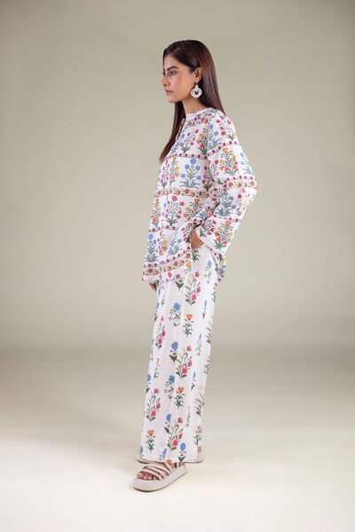 Embroidered | Textured Weave | Trousers | AED 50.00