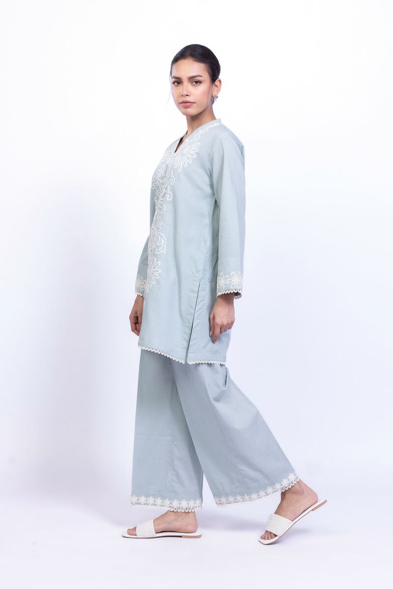 Embroidered | Cotton Dobby | Floral V-Neck Kurta | AED 140.00