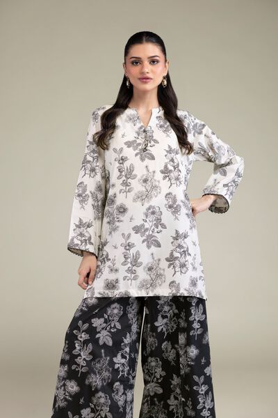 Printed | Cotton Viscose | Floral V-Neck Kurta | AED 150.00