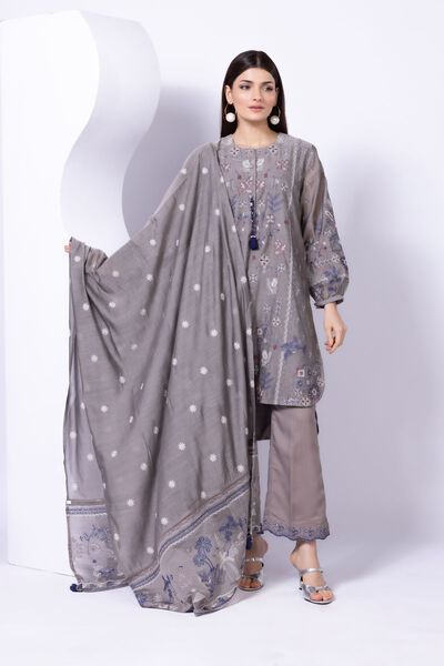 Embroidered | Crosshatch Raw Silk | Pants | AED 24.00