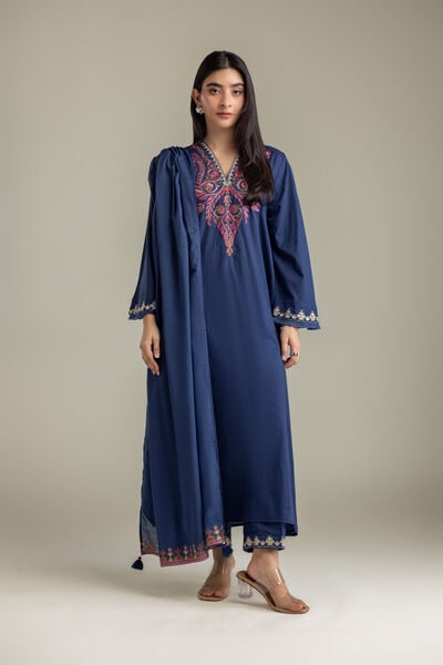 Embroidered | Cambric | Cambric Solid Pants | AED 130.00