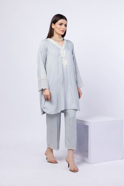 Embroidered | Crosshatch Raw Silk | Pants | AED 92.00