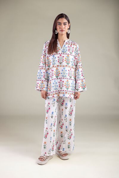 Embroidered | Textured Weave | Trousers | AED 50.00
