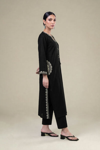 Embroidered | Light Khaddar | Black Solid Pants | AED 130.00