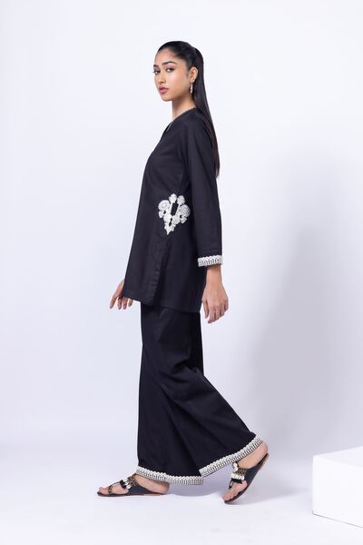 Embroidered | Crosshatch Poplin | Pants | AED 40.00