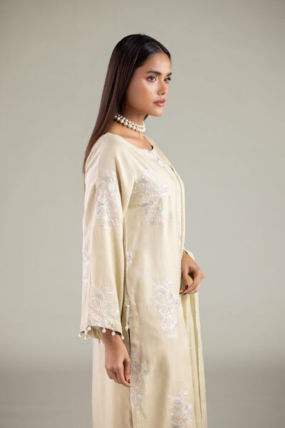 Embroidered | Raw Silk | Floral Round-Neck Kurta | AED 138.00
