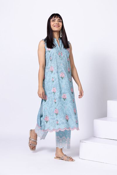 Embroidered | Crosshatch Poplin | Pants | AED 40.00