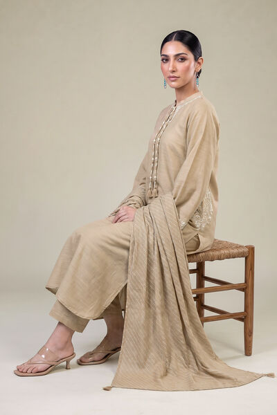 Embroidered | Light Khaddar | Beige Khaddar Dupatta | AED 150.00