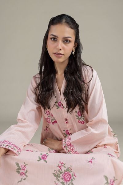 Embroidered | Textured Cambric | Floral Kurta | AED 150.00