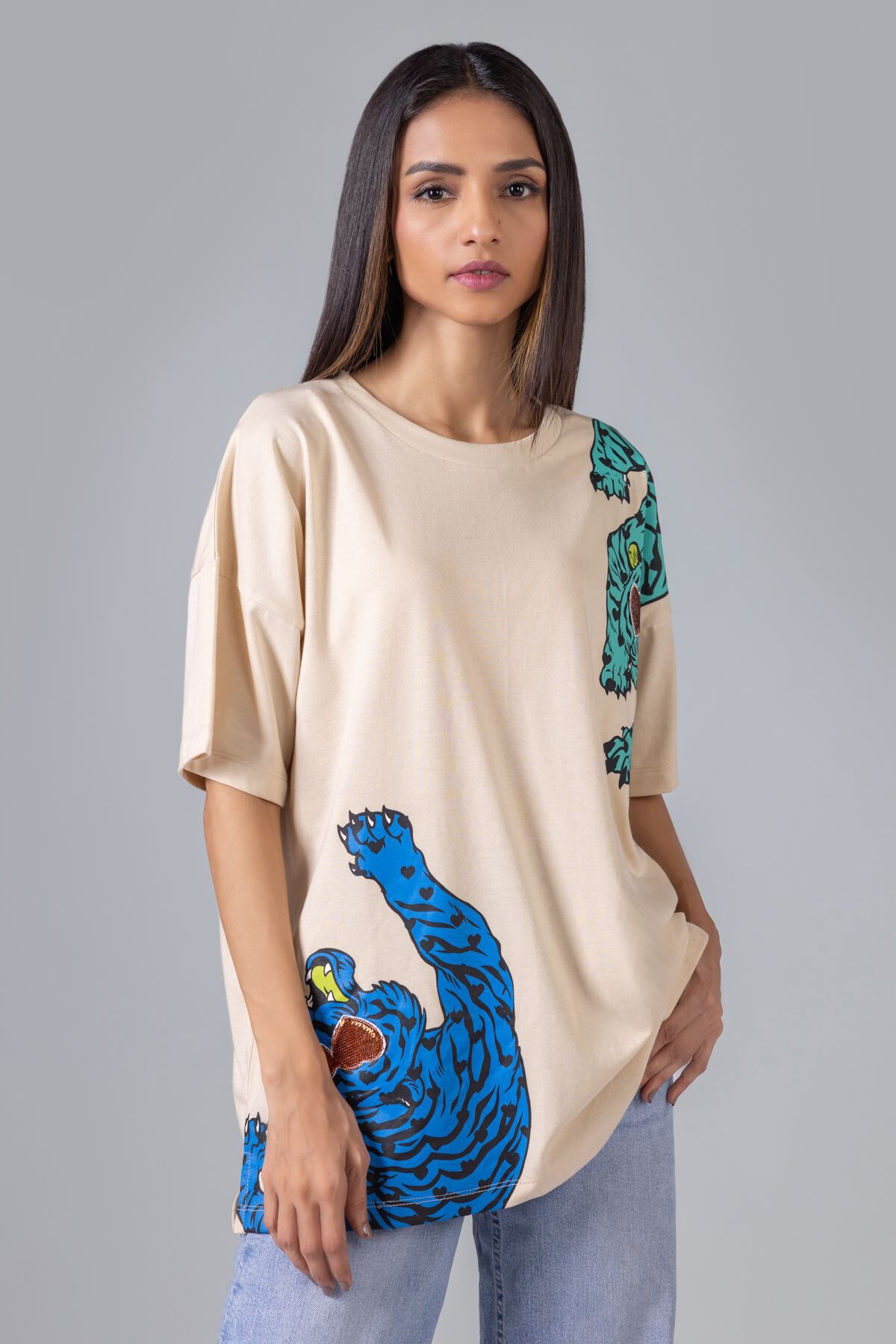 トップス KHOKI 23ss Khadi embroidery shirt Buy T-shirt | 0.0 N/A | WCT24149-VG_BEIGE | Khaadi United