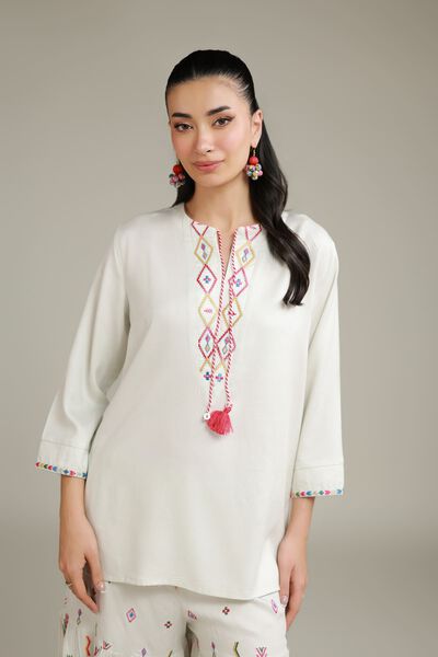 Embroidered | Viscose Crepe | Short Embroidered Tunic | AED 65.00