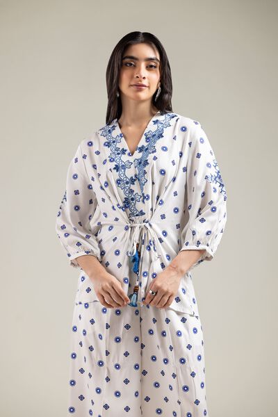 Embroidered | Viscose Crepe | Short White Blouse | AED 75.00