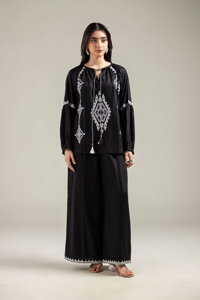 Embroidered | Viscose Crepe | Trousers | AED 50.00