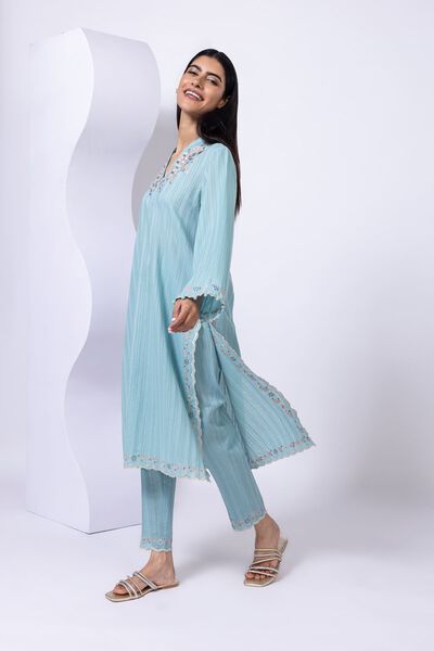 Embroidered | Leno | Pants | AED 80.00