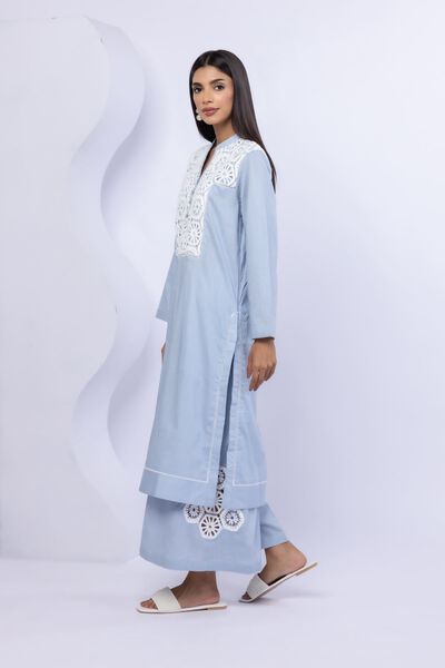 Embroidered | Crosshatch Poplin | Pants | AED 80.00
