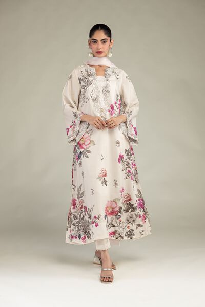 Embroidered | Blended Viscose | Floral Long Kurta | AED 150.00