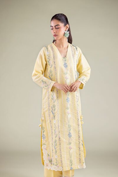 Embroidered | Mesuri | Floral Longline Kurta | AED 125.00