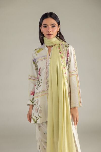 Printed | Cambric | Floral Band-Collar Kurta | AED 150.00