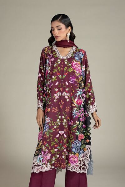 Embroidered | Raw Silk | Three-Piece Tailored Set | AED 350.00