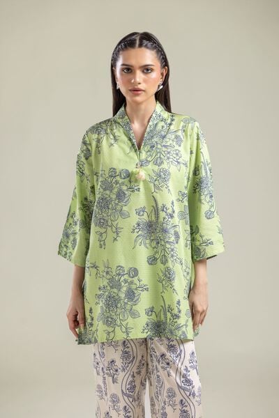 Printed | Cotton Dobby | Green Floral Kurta | AED 100.00