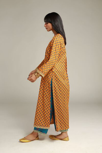 Embroidered | Cambric | Teal Floral Pants | AED 80.00