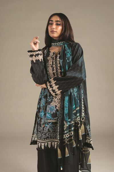 Embroidered | Satin | Three-Piece Tailored Suit | AED 300.00