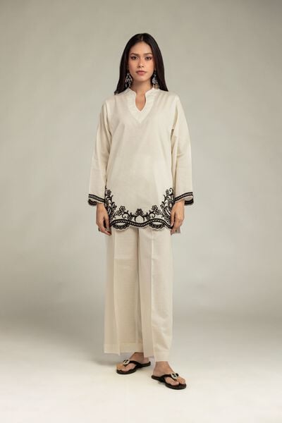 Embroidered | Cotton Dobby | Cotton Dobby Pants | AED 80.00