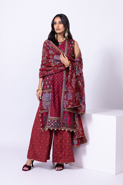 Embroidered | Viscose Oak Silk | Pants | AED 160.00