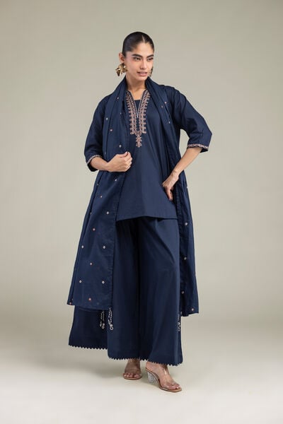 Embroidered | Lawn | Lawn Navy Dupatta | AED 150.00