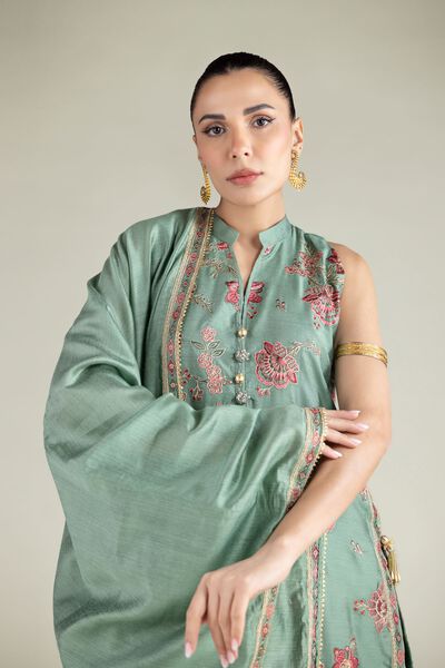 Embroidered | Cotton Net | Floral Thread Dupatta | AED 75.00
