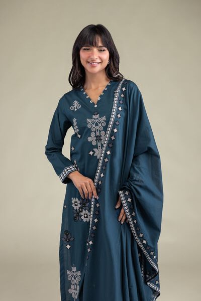 Embroidered | Lawn | Teal Lawn Dupatta | AED 100.00