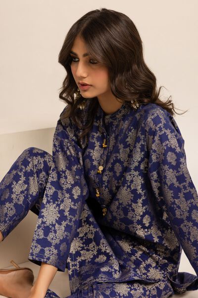 Kurta | Embroidered, BLUE, hi-res