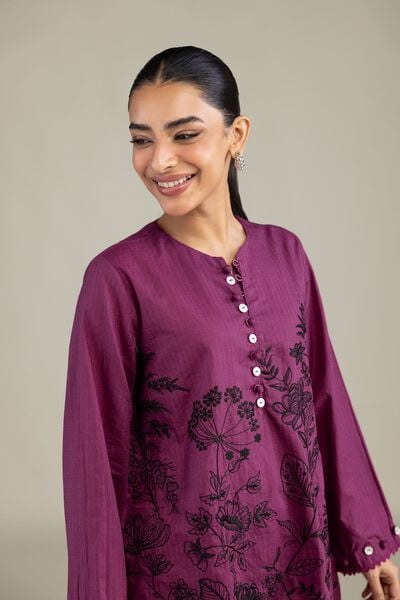 Embroidered | Cotton Dobby | Short Floral Kurta | AED 200.00