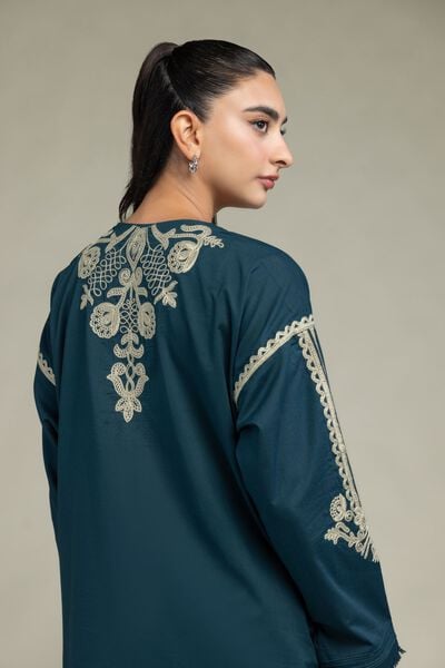 Embroidered | Cambric | Floral V-Neck Kurta | AED 200.00