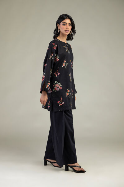 Embroidered | Cambric | Black Cambric Pants | AED 80.00