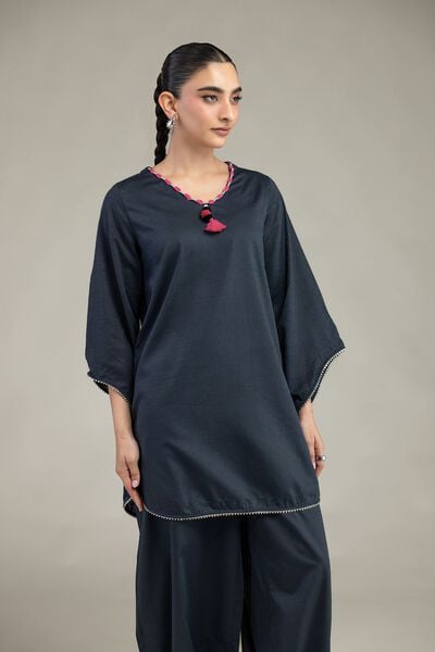 Embroidered | Textured Cotton Viscose | V-Neck Cotton Kurta | AED 150.00