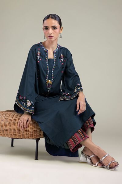Embroidered | Cambric | Navy Cambric Kurta | AED 150.00
