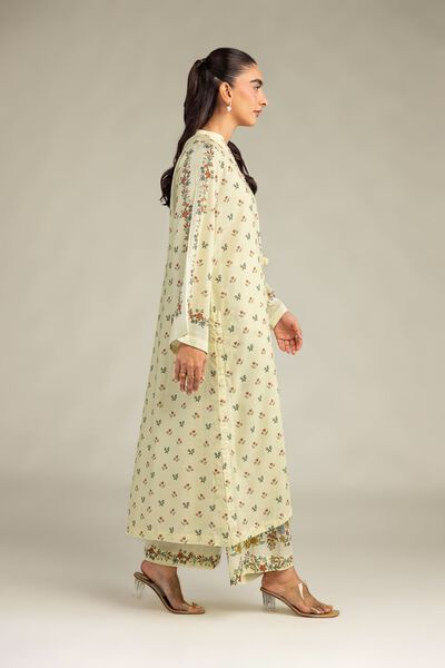 Printed | Raw Silk | Floral Silk Pants | AED 150.00
