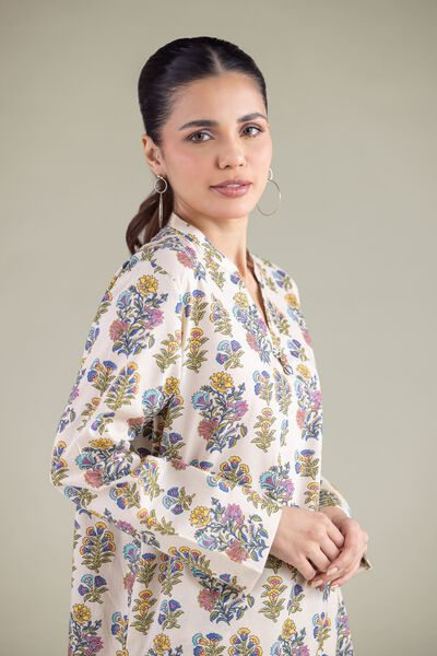 Printed | Cambric | Floral V-Neck Kurta | AED 100.00