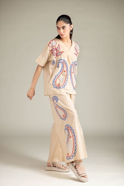 Textured Cotton | Trousers | AED 60.00