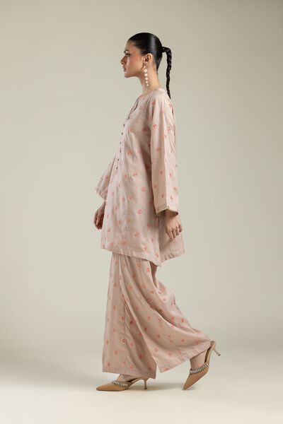 Embroidered | Textured Weave | Floral Wide-Leg Pants | AED 150.00