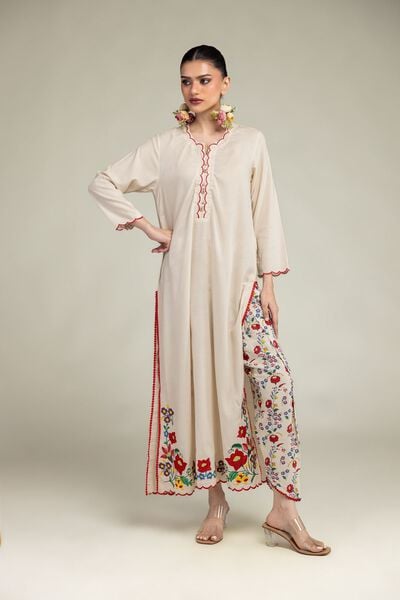 Embroidered | Raw Silk | Floral Silk Shalwar | AED 30.00