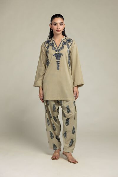 Embroidered | Cambric | Beige Paisley Shalwar | AED 130.00