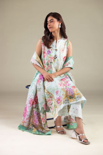 Embroidered | Polyester Silk | Floral Draped Dupatta | AED 90.00