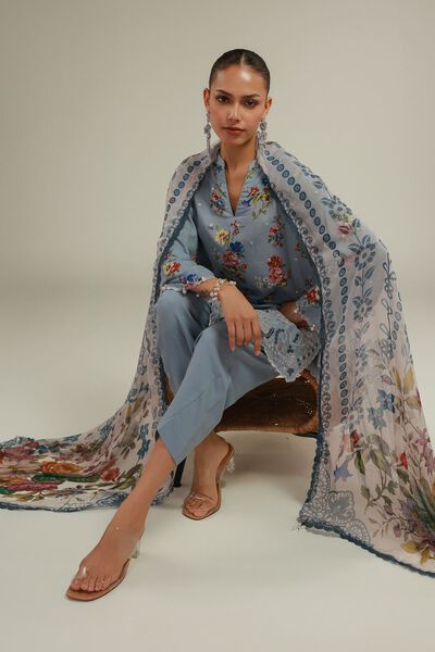 Embroidered | Raw Silk | Floral Lace Kurta | AED 69.00