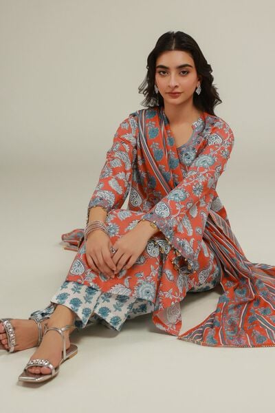 Embroidered | Cotton Viscose | Paisley Pom-Pom Kurta | AED 75.00