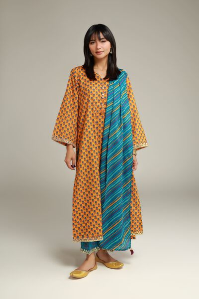 Embroidered | Cambric | Teal Floral Pants | AED 80.00